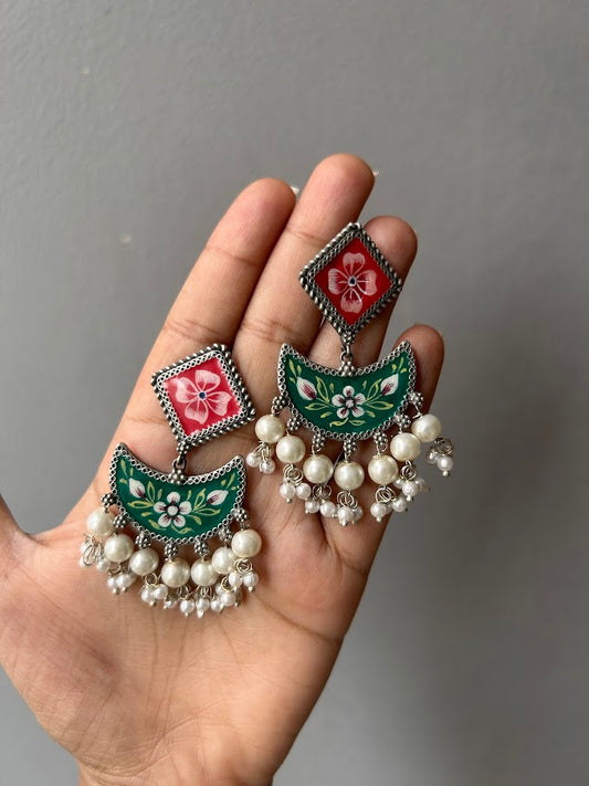 Chetlat oxidised hand-painted earrings