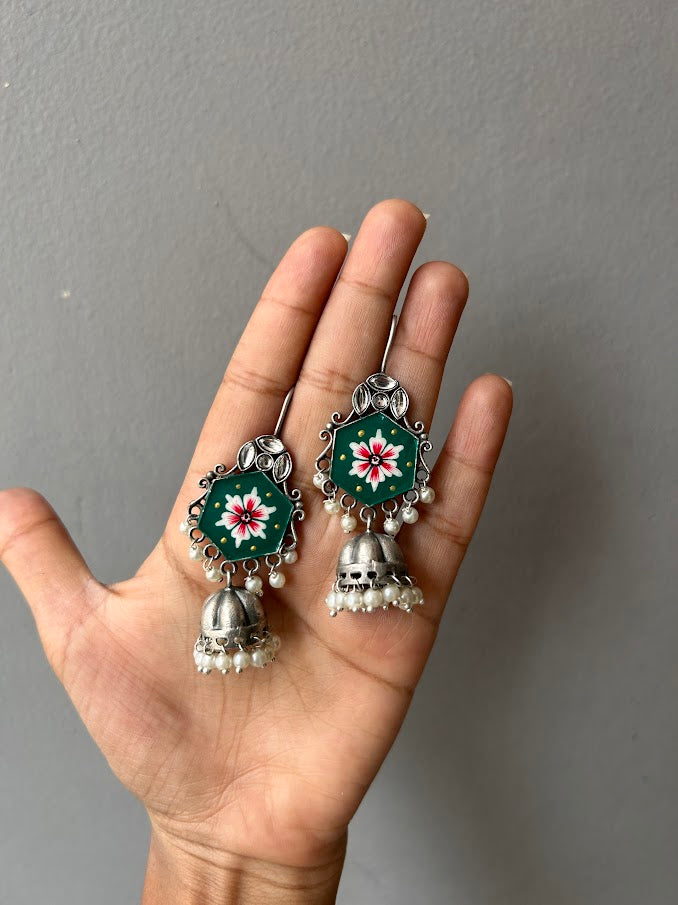 Kadmat oxidised hand-painted earrings