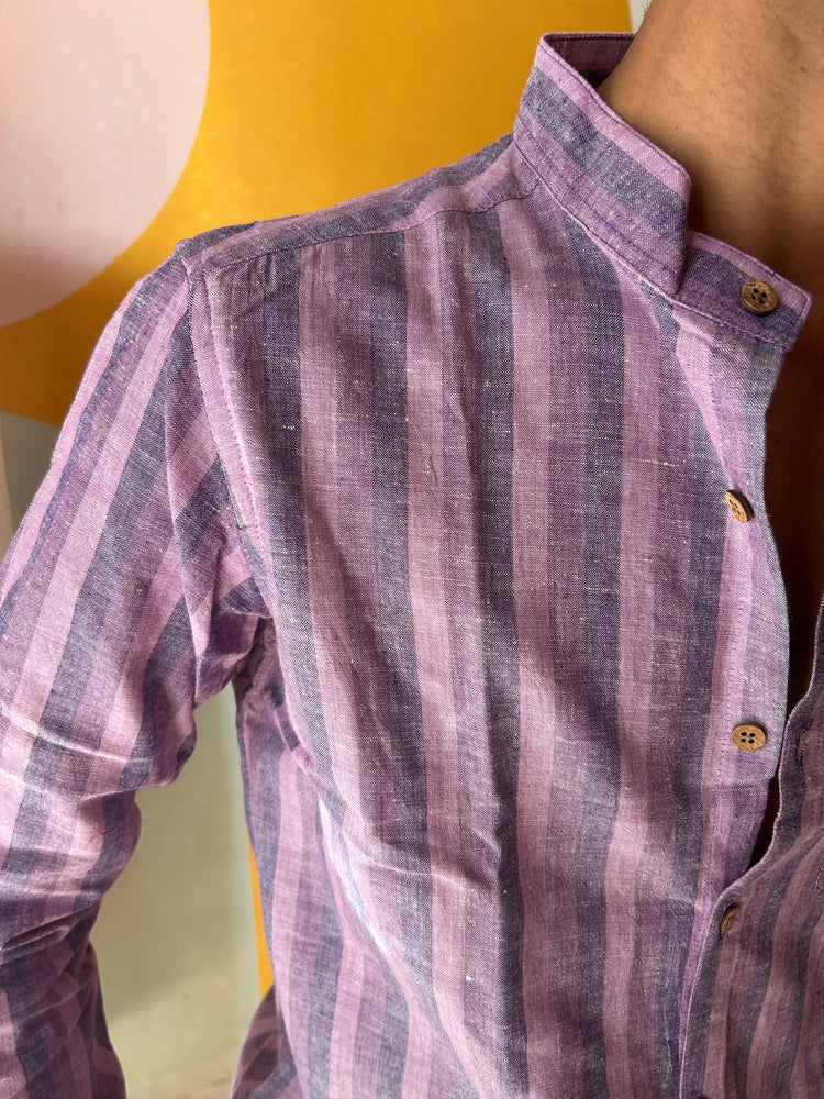 Purple stripes handloom shirt