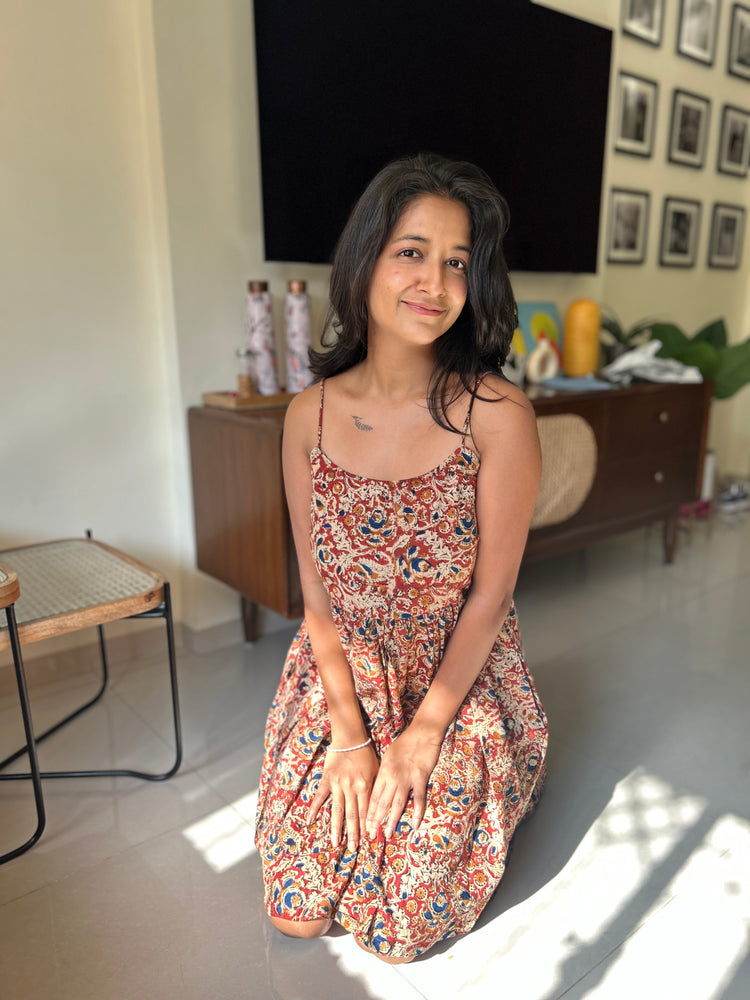 Kalamkari Noodle Strap dress