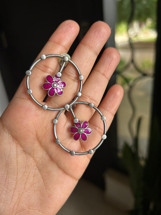 Floral Oxidised Earrings
