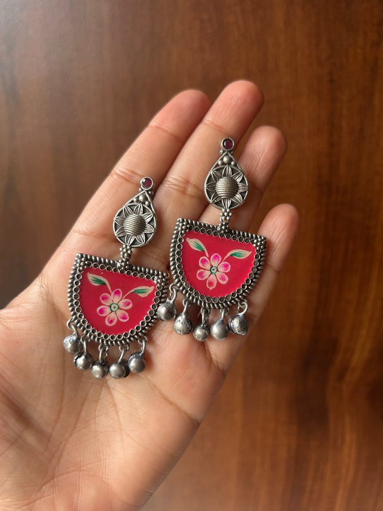 Megha oxidised hand-painted earrings