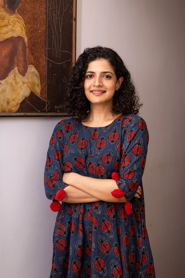 Anaar Pompom Ajrakh dress