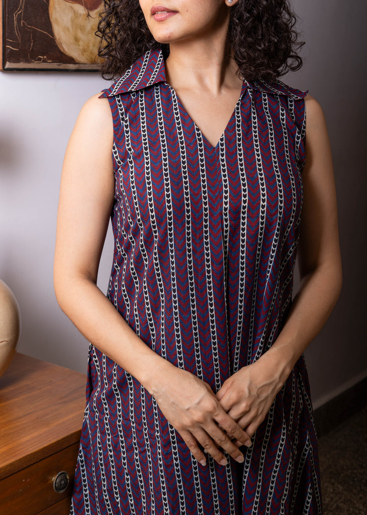 Jamun Ajrakh Pleated dress