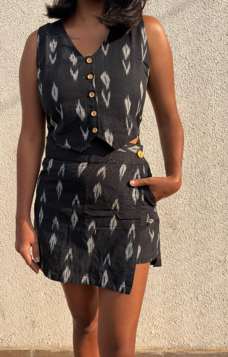 Jiva Ikat High-Waist Skort & Top