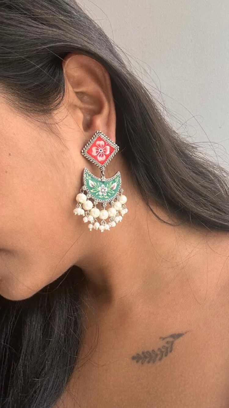 Chetlat oxidised hand-painted earrings