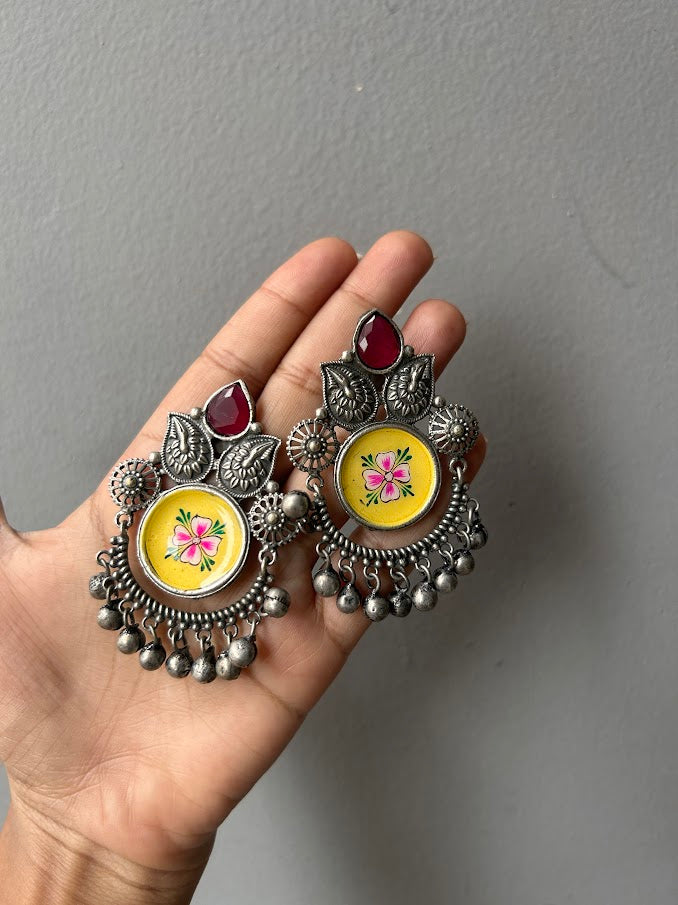 Suheli oxidised hand-painted earrings