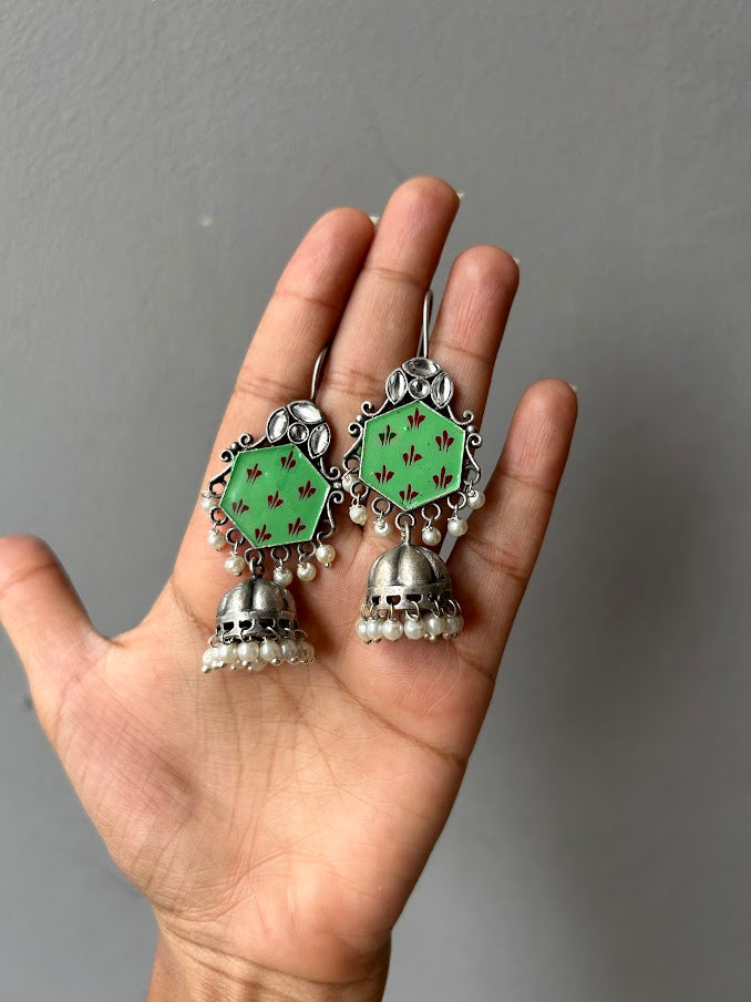 Kadmat oxidised hand-painted earrings