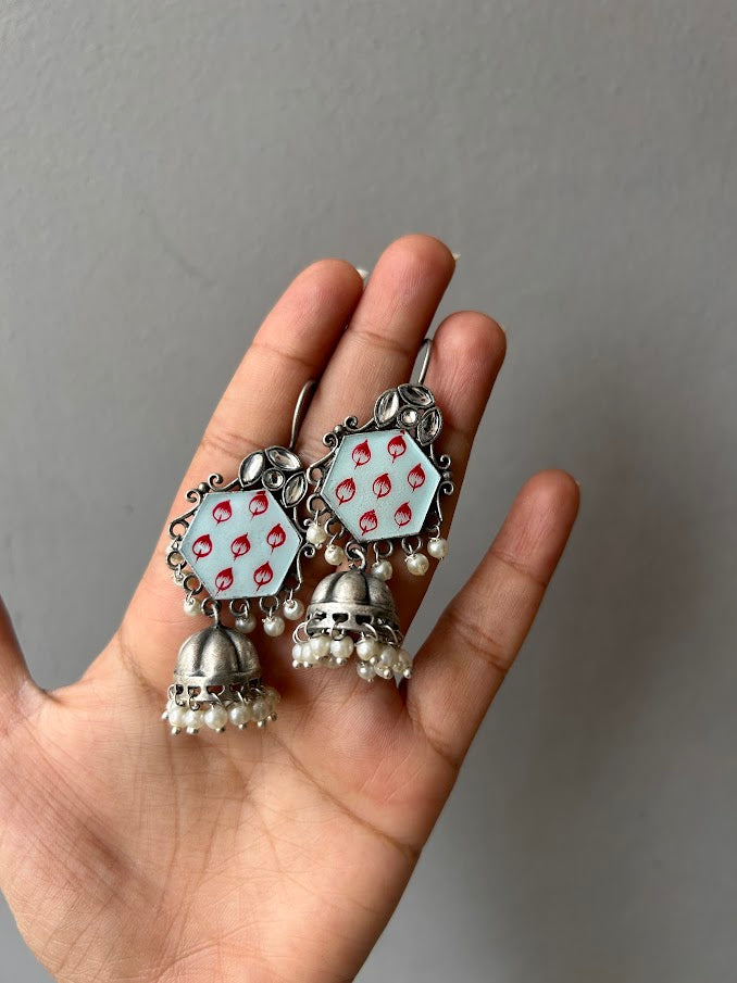 Hand Painted Oxidised Earrings