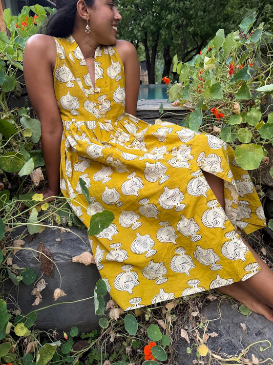 Marigold Bagru Dress