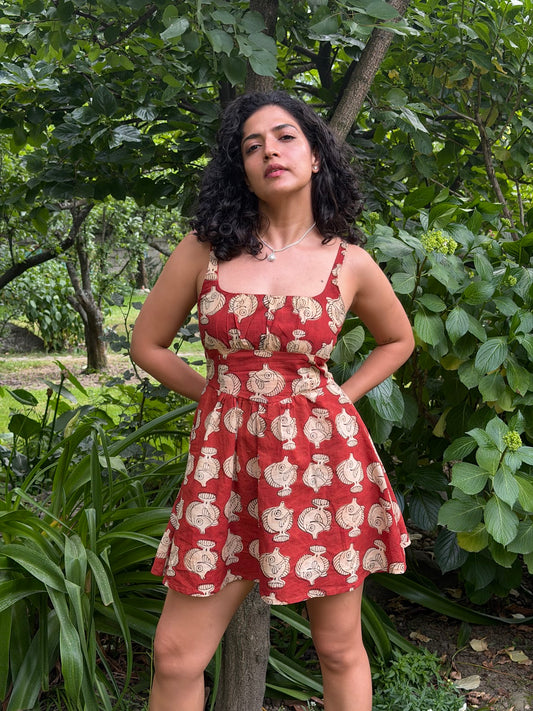Rouge Bagru Mini Dress