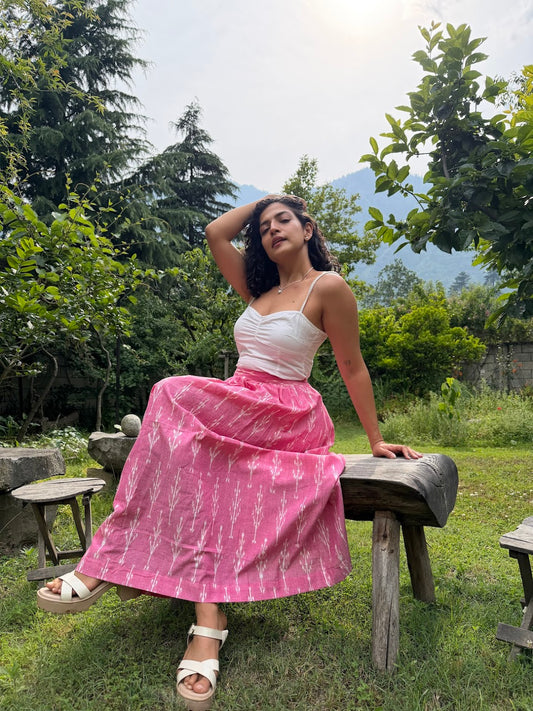 Rose Mist Ikat Skirt