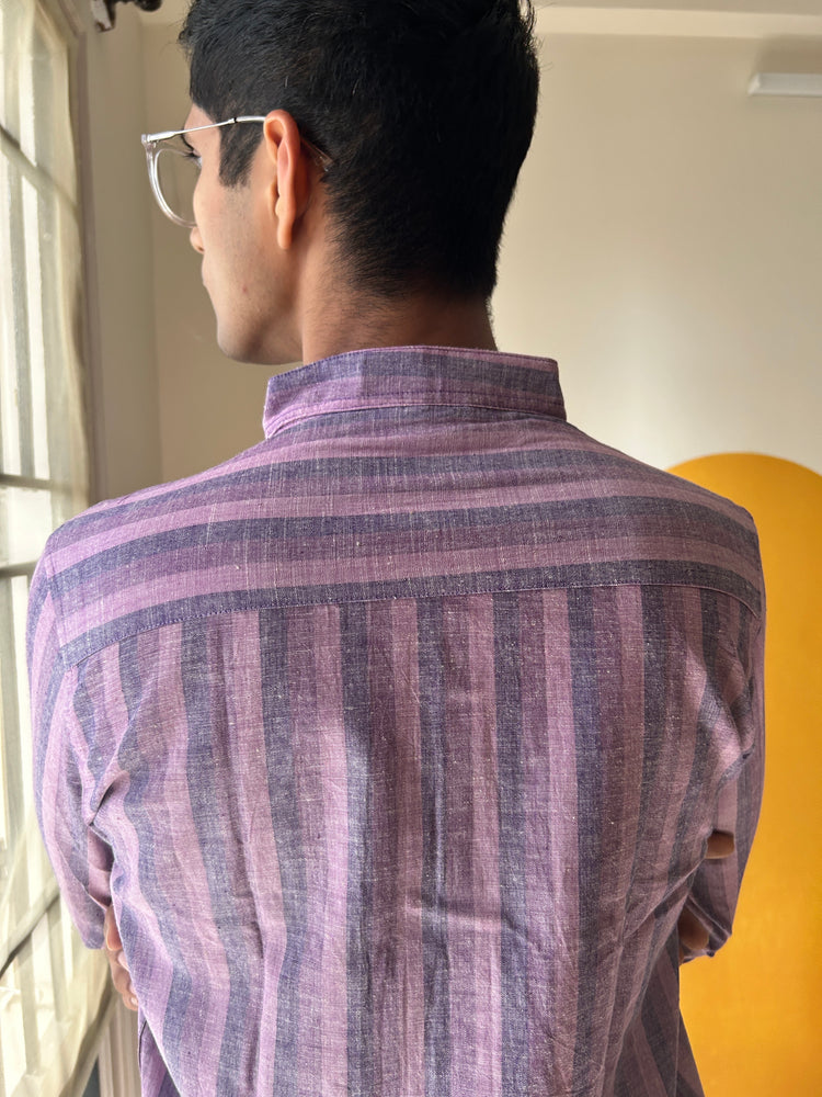 Purple stripes handloom shirt