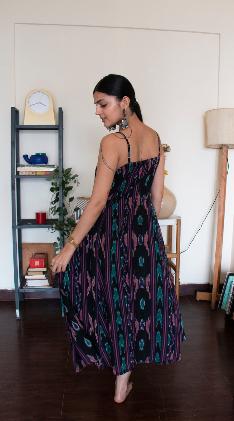 Black Indonesian Ikat Slip dress