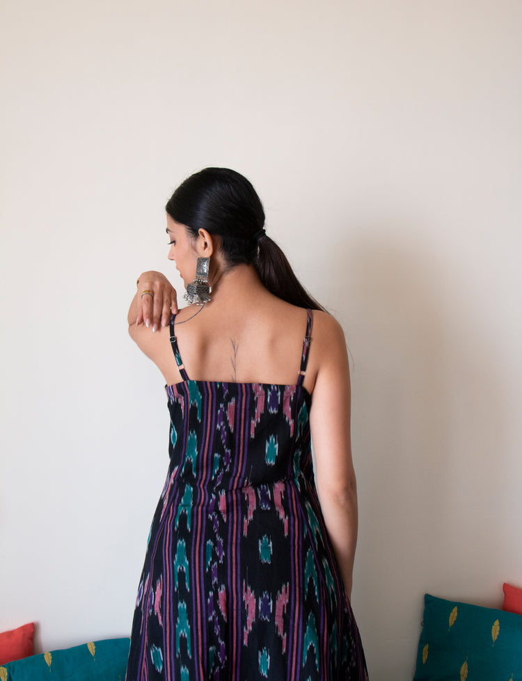 Black Indonesian Ikat Slip dress