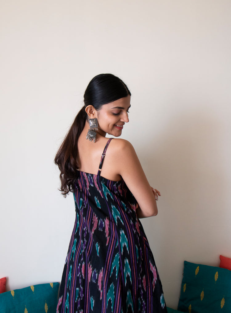 Black Indonesian Ikat Slip dress