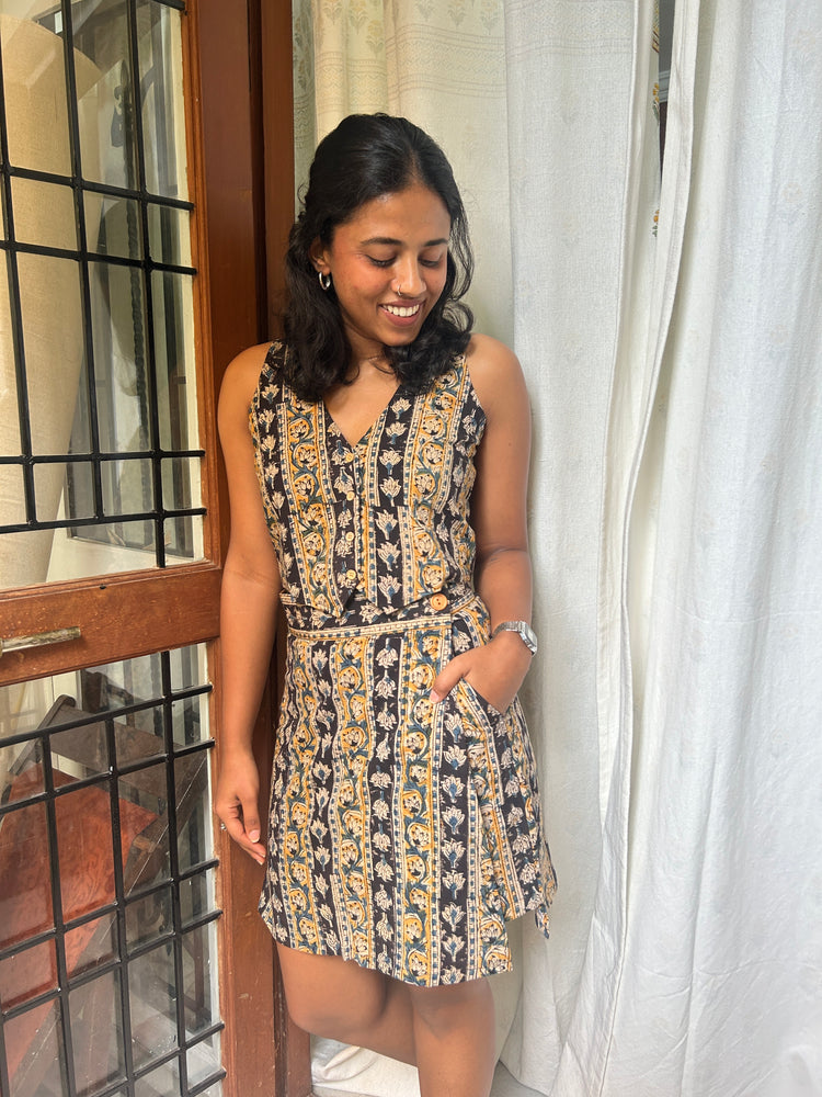 Phool Kalamkari High-Waist Skort & Top