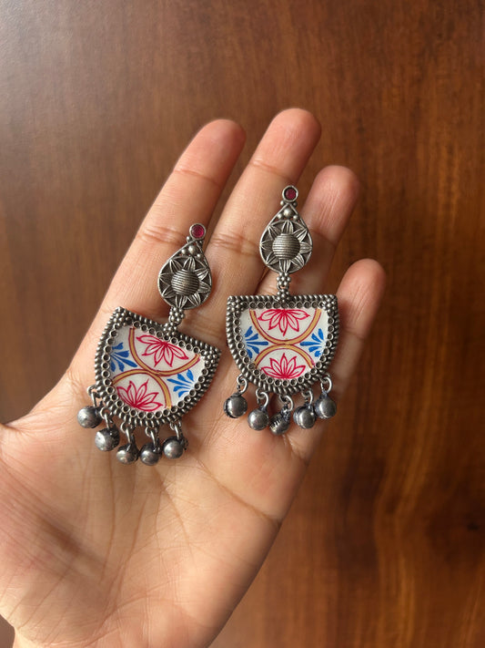 Megha oxidised hand-painted earrings