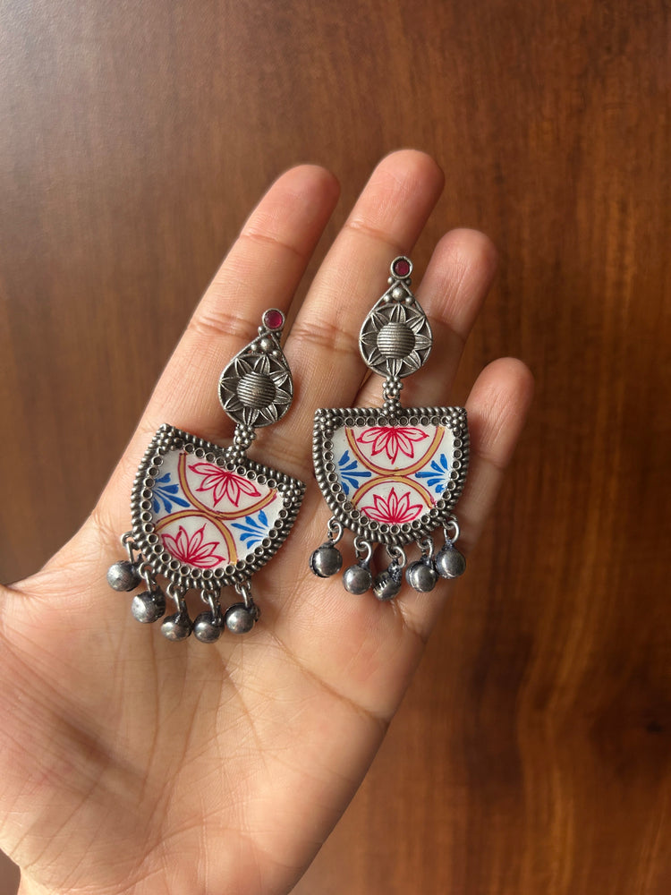 Megha oxidised hand-painted earrings