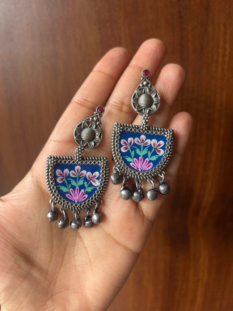 Megha oxidised hand-painted earrings