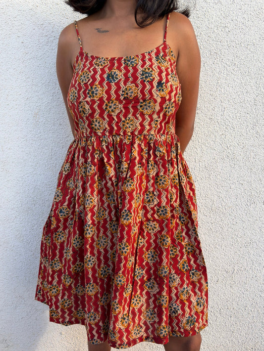 Kalamkari Noodle Strap dress