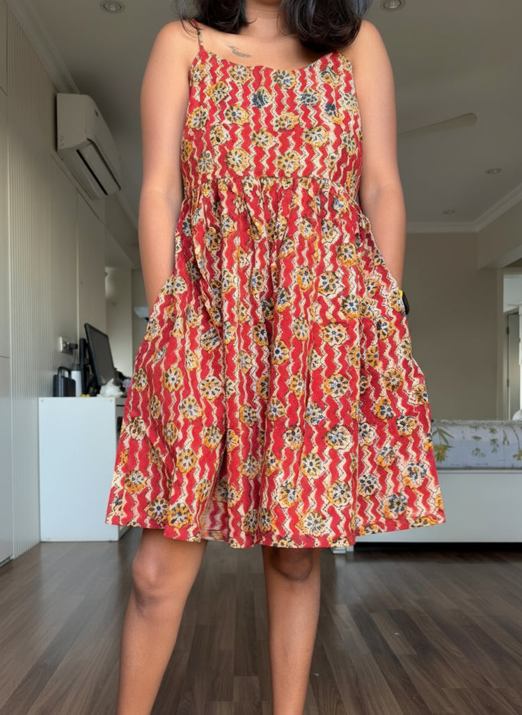 Kalamkari Noodle Strap dress
