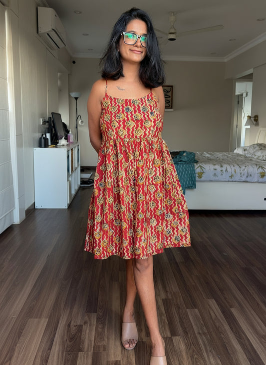 Kalamkari Noodle Strap dress