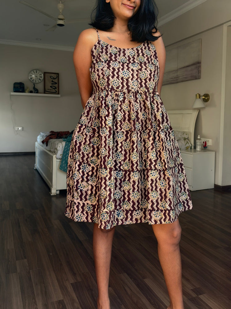 Kalamkari Noodle Strap dress