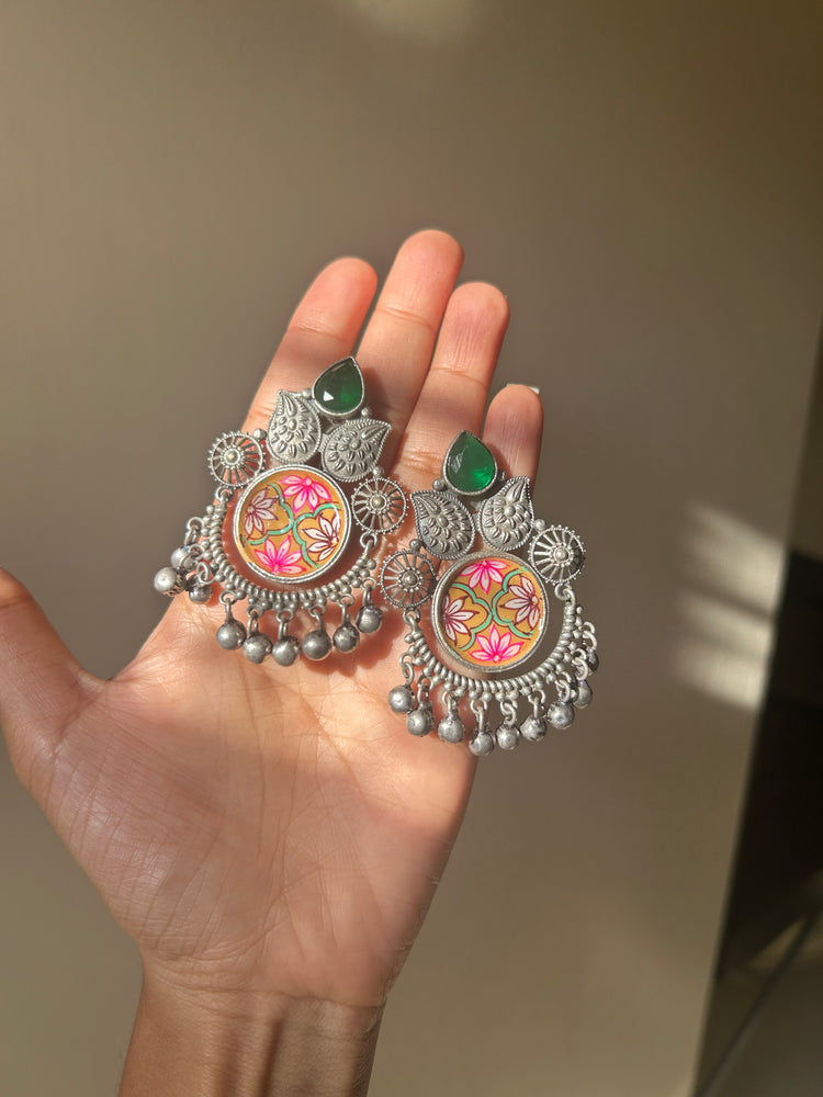 Suheli oxidised hand-painted earrings