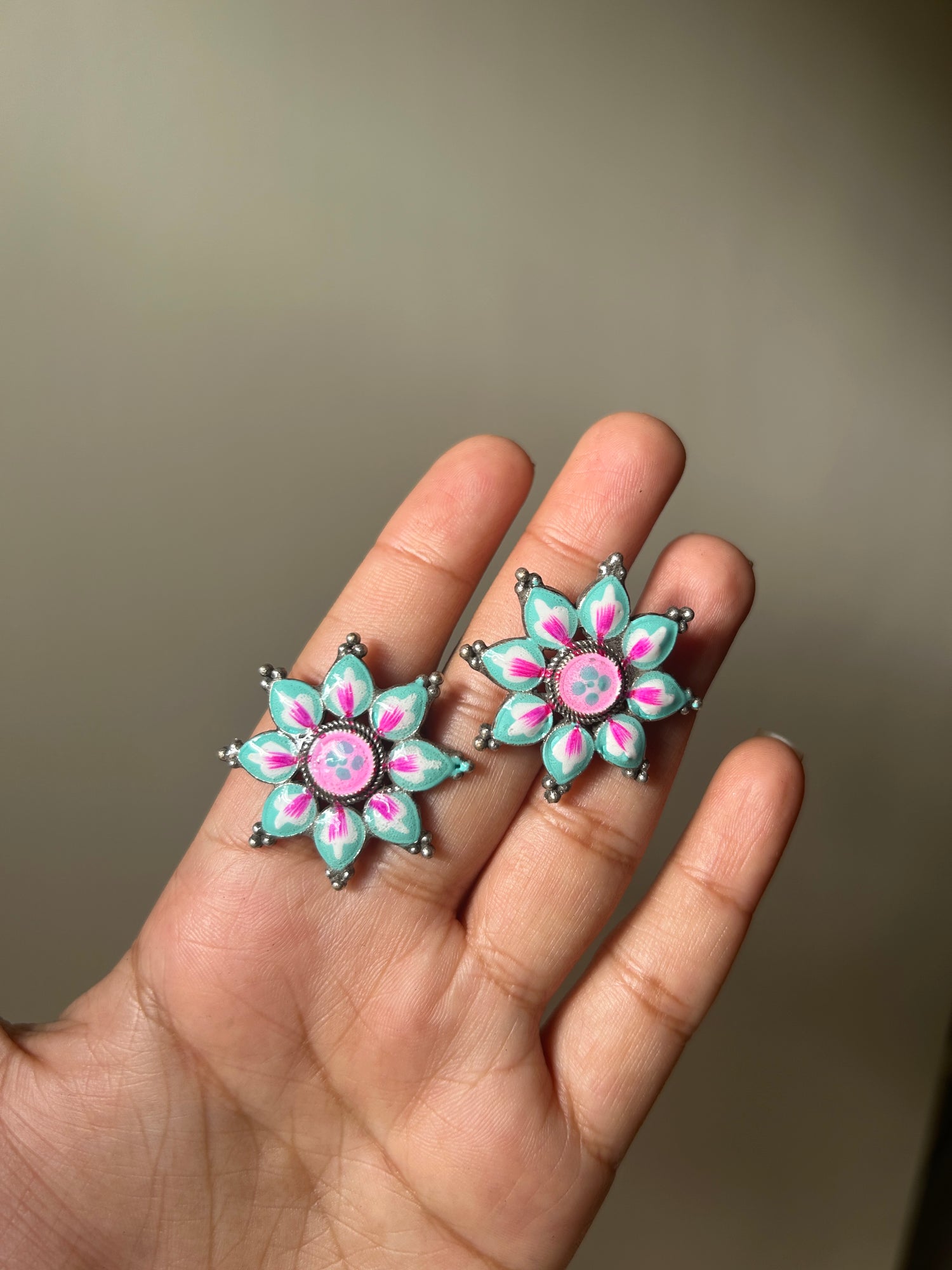 Shop Pitti oxidised hand-painted earrings – Handcrafted