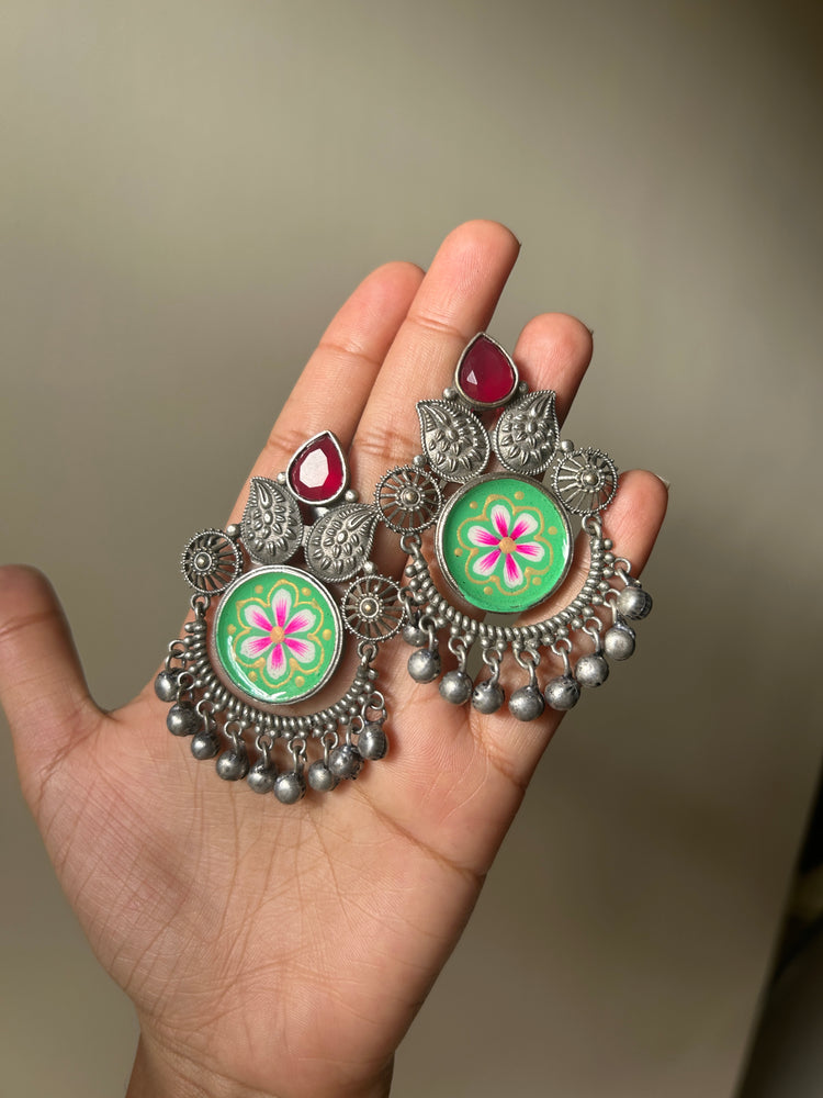 Suheli oxidised hand-painted earrings