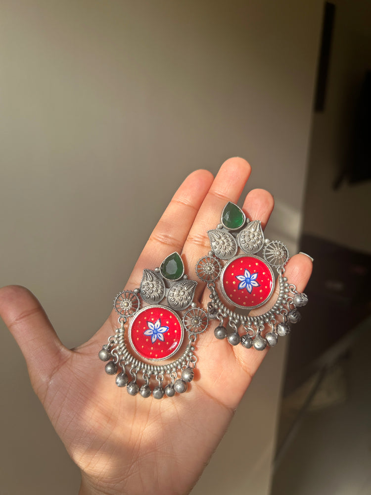 Suheli oxidised hand-painted earrings