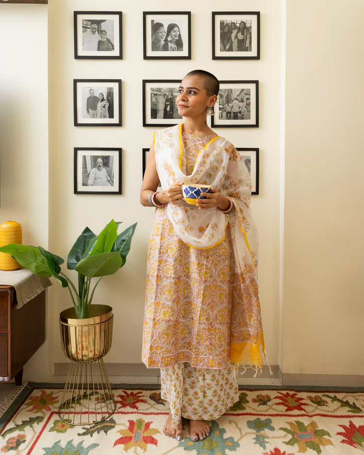 Kesar Hand Block Print Cotton Gul Set