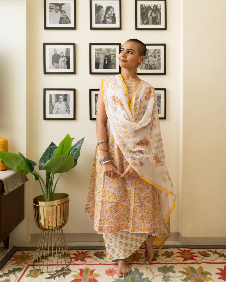 Kesar Hand Block Print Cotton Gul Set