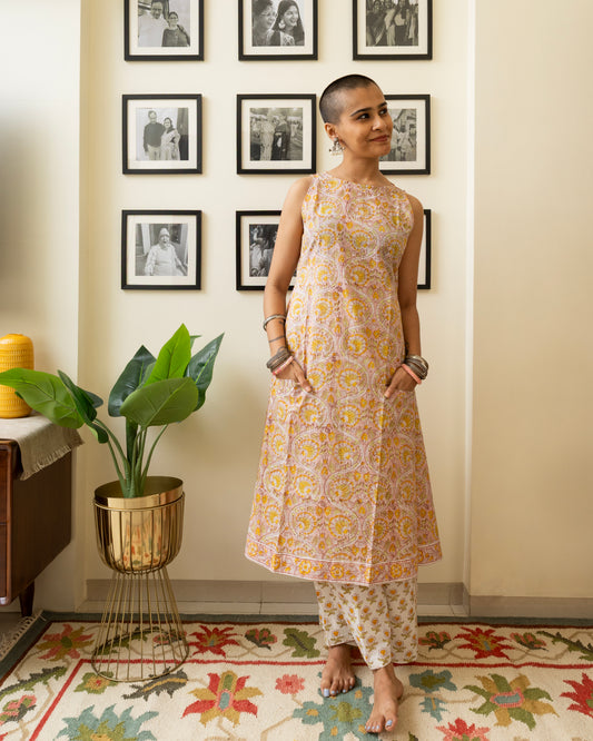 Kesar Hand Block Print Cotton Gul Set