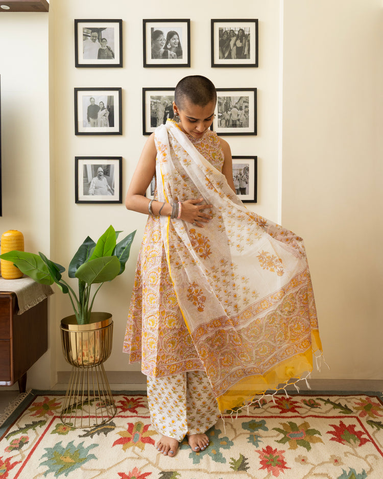 Kesar Hand Block Print Cotton Gul Set