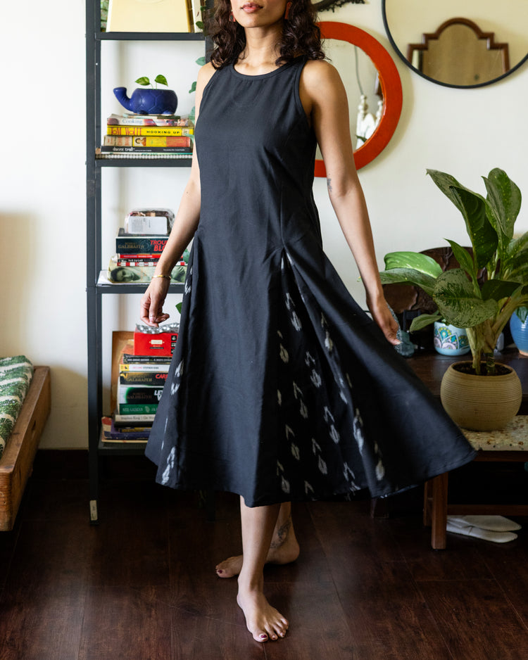 Midnight Ikat Flare Dress