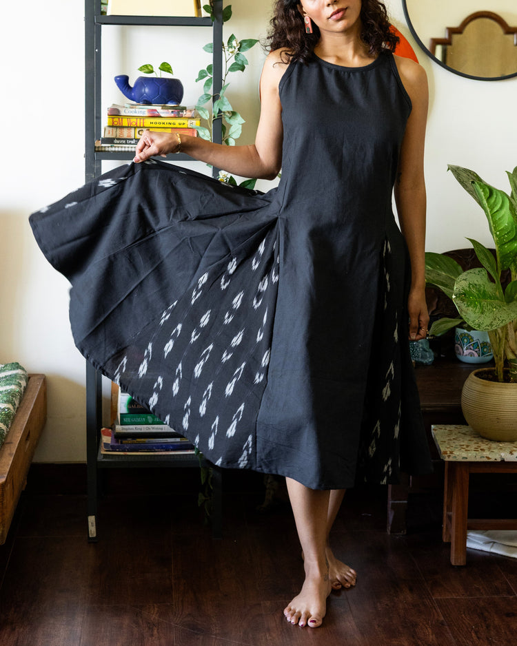 Midnight Ikat Flare Dress