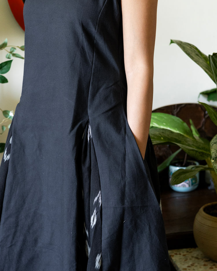 Midnight Ikat Flare Dress