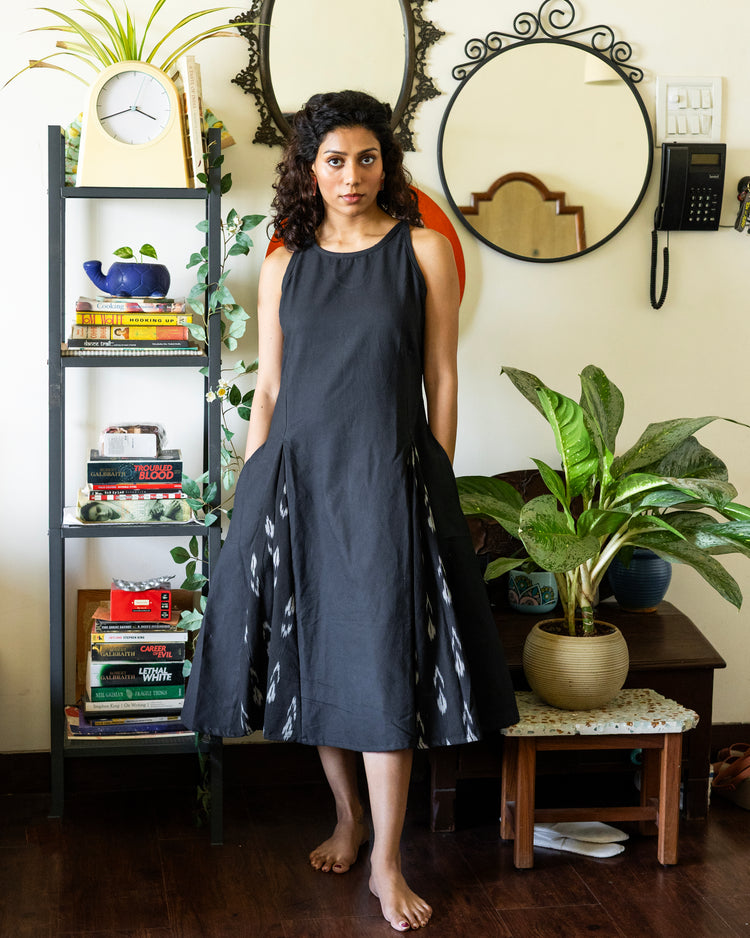Midnight Ikat Flare Dress