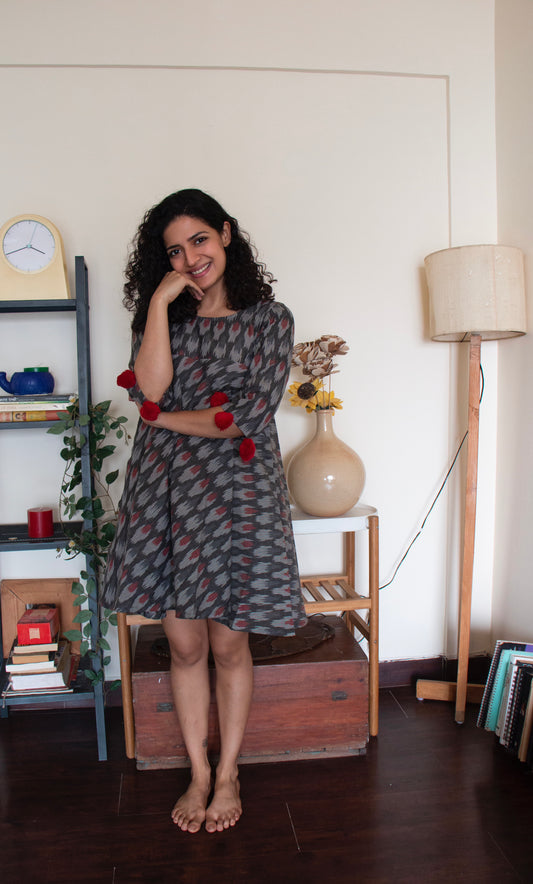 PomPom Ikat dress