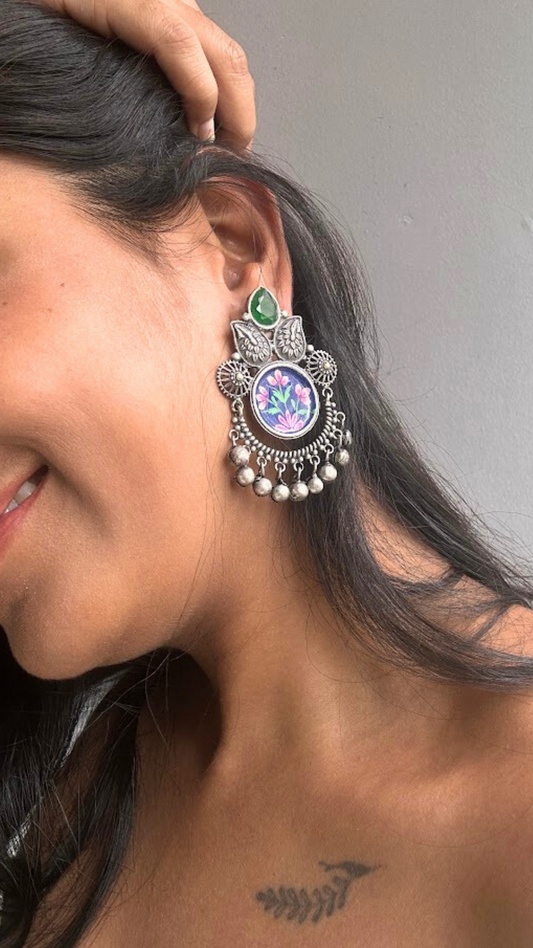 Suheli oxidised hand-painted earrings