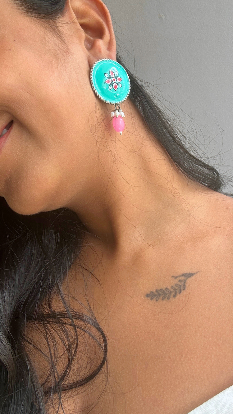 Kilthan oxidised hand-painted earrings