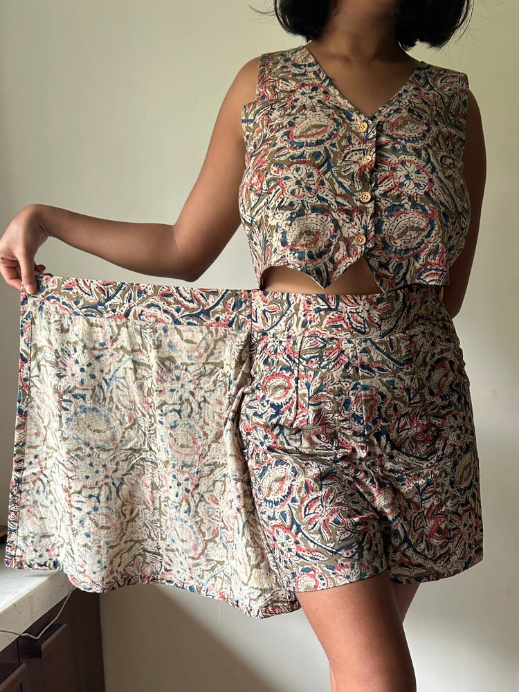 Kalamkari High-Waist Skort & Top