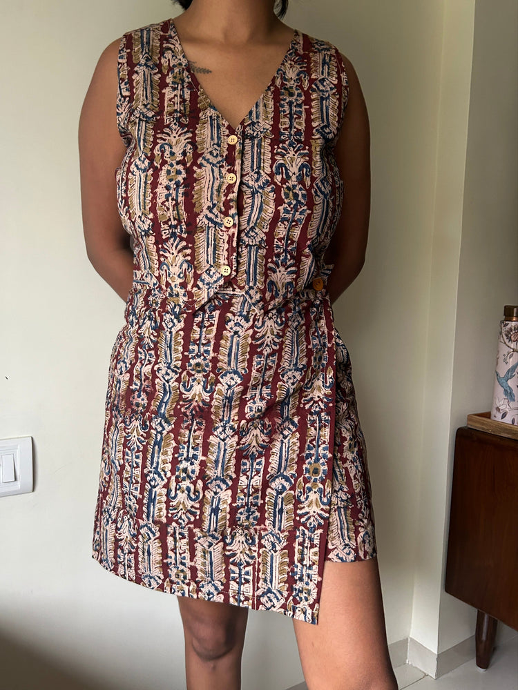 Aangan Kalamkari High-Waist Skort & Top