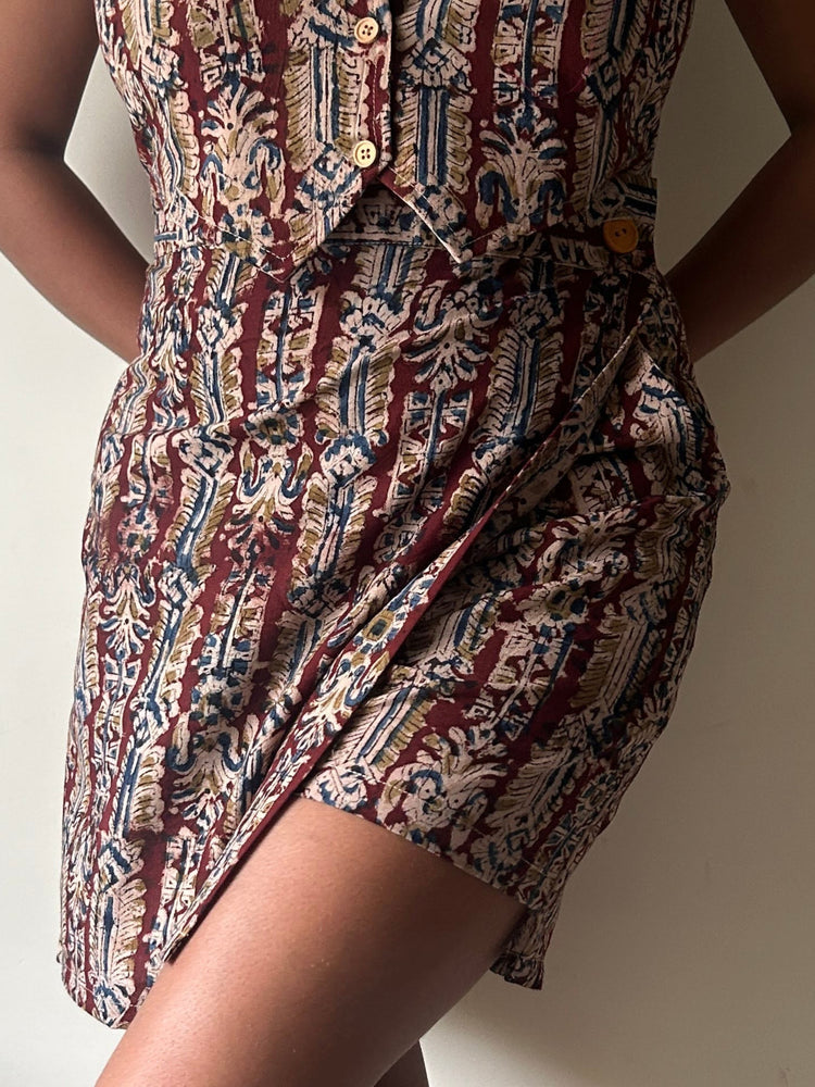 Aangan Kalamkari High-Waist Skort & Top