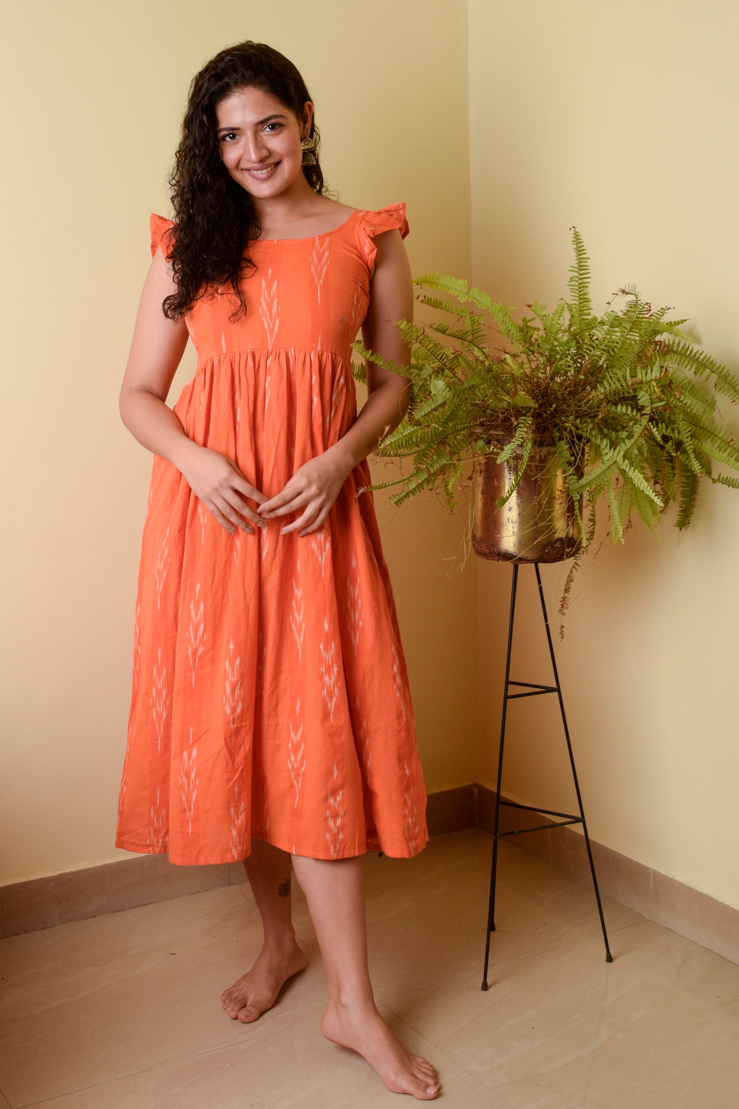 Shop Saitras Frill Ikat Dress – Handcrafted Comfortable – ADAH