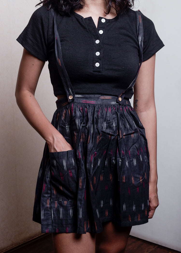 Saanjh Ikat Mini Skirt with suspenders